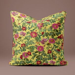 Vintage Rosa Kudde i Mjuk Lemon Gul