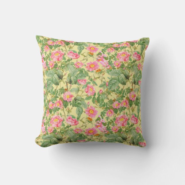 Vintage Rosa Kudde i Smörgul (Framsida)