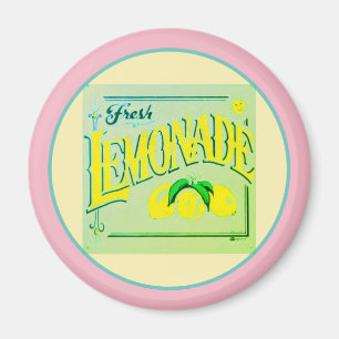 Vintage rosa lemonade tecknet citronfrukt sommaren magnet