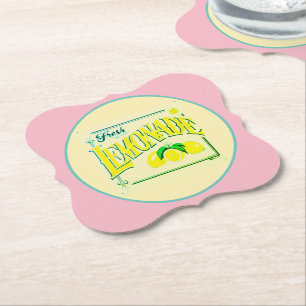Vintage rosa lemonade tecknet citronfrukt sommaren underlägg papper