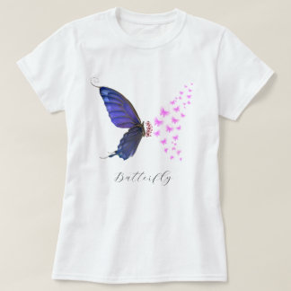 Vintage Rosa Lila Butterfly Flower Blommigt T Shirt