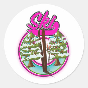 vintage rosa logotyp runt klistermärke