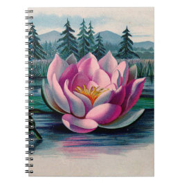 Vintage Rosa Lotus Flower Anteckningsbok