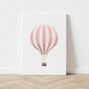 Vintage Rosa Luftballong för vattenfärg Canvastryck