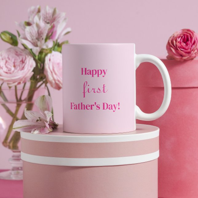 Vintage Rosa Lycklig First Fars dag Girl Kaffemugg (Skapare uppladdad)