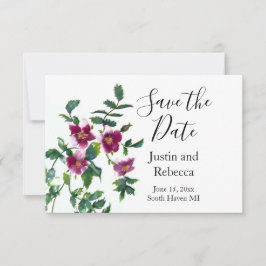 Vintage rosa magenta Ro, vattenfärgsfärg rosa ros Spara Datumet