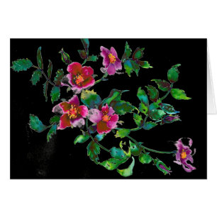 Vintage rosa magenta vattencolor ro OBS kort