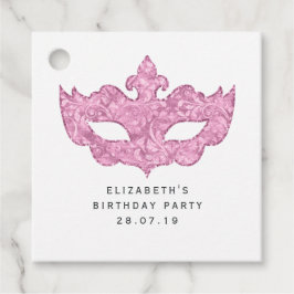 Vintage Rosa Masquerade Mask och Damask Gåvor Etiketter