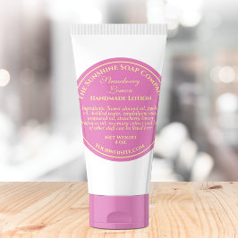 Vintage rosa med gul text tvål kosmetika  runt klistermärke