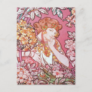 Vintage Rosa Mucha Art Vykort