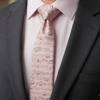 Vintage Rosa Musiknoter Musikälskare Slips