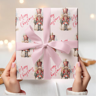 Vintage Rosa Nutcracker & God jul Presentpapper