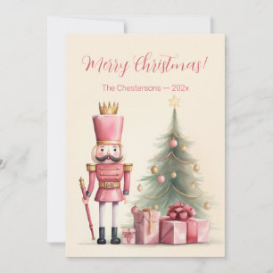 Vintage Rosa Nutcracker-julkort Julkort