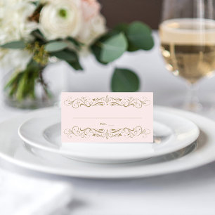 Vintage Rosa och Antik Guld Bröllop Placeringskort