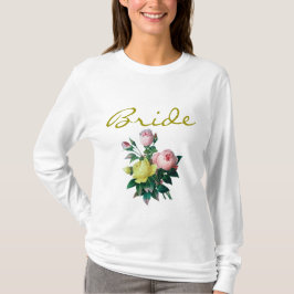 vintage rosa och blommor med blommor i gul ros skj t-shirt