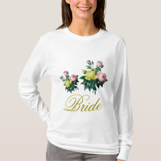 vintage rosa och blommor med blommor i gul ros skj t-shirt