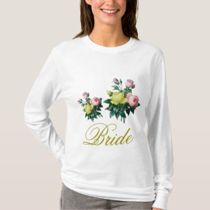 vintage rosa och blommor med blommor i gul ros skj tee