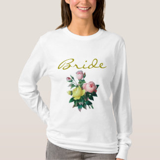 vintage rosa och blommor med blommor i gul ros skj tröja