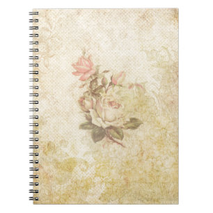 Vintage Rosa och Elfenbenskustens bärbara Ro Anteckningsbok Med Spiral
