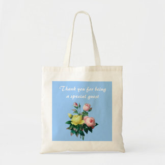 vintage rosa och gula rosor tack tygkasse