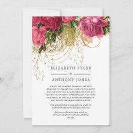 Vintage Rosa och Guld Bröllop Reduced Guest List Meddelande