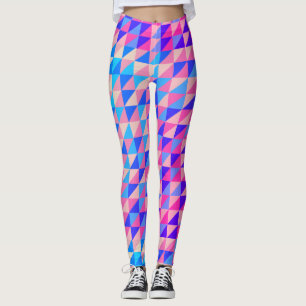 Vintage Rosa och lila Blue abstrakt Färg block Leggings