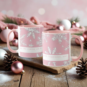 Vintage Rosa och Personlig av vit Snöflingor Mugg