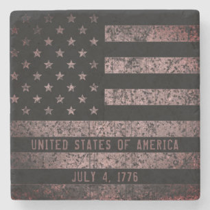 Vintage Rosa och svart American Flagga Stenunderlägg