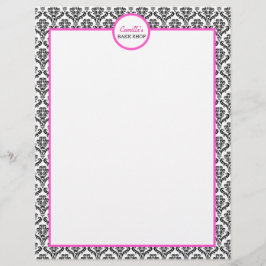 Vintage Rosa och svart Damask Letterhead
