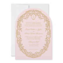 Vintage Rosa Paris Monogram-inbjudan