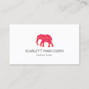Vintage Rosa Patterned Elephant Visitkort
