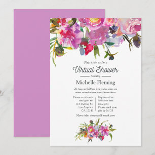 Vintage Rosa Peonies Blommigt Virtuell babyskiss Inbjudningar