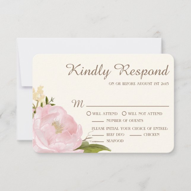 Vintage Rosa Peonies Bröllop OSA Card II Kort (Framsida)