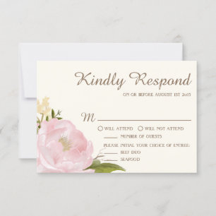 Vintage Rosa Peonies Bröllop OSA Card III Kort