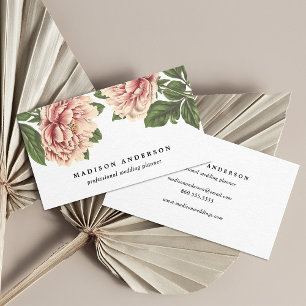 Vintage Rosa Peonies Visitkort