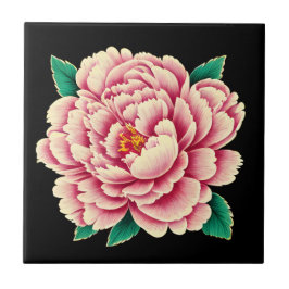 Vintage Rosa Peony Flower Kakelplatta