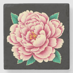 Vintage Rosa Peony Flower Stenunderlägg