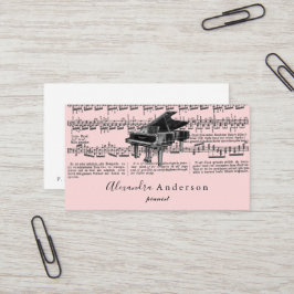 Vintage Rosa Pianist Music Teacher Affärskort Visitkort