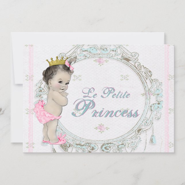 Vintage Rosa Princess Baby Shower Inbjudningar (Framsida)