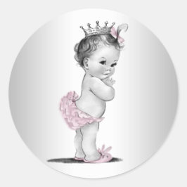 Vintage Rosa Princess Baby Shower Stickers Runt Klistermärke