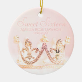 Vintage Rosa Prinsessa Krona Sweet Sixteen-fest Julgransprydnad Keramik