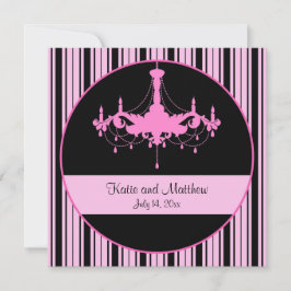 Vintage Rosa Rand och Chandelier Square Bröllop Inbjudningar
