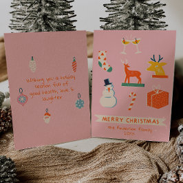 Vintage Rosa Red Illustrated jul Non-Photo Julkort