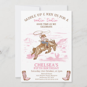 Vintage Rosa Rodeo Cowgirl Inbjudningar