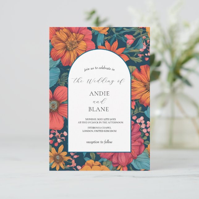 Vintage Rosa Romantic Bröllop Inbjudningar (Stående Fram)