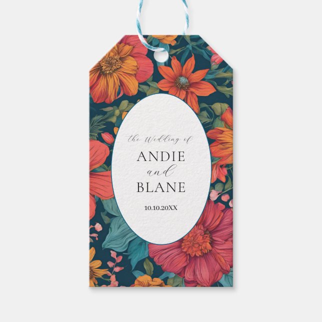 Vintage Rosa Romantic Bröllop Presentetikett (Framsidan)