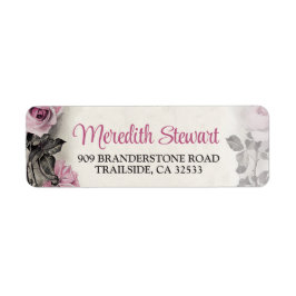 Vintage Rosa ros 90:e Returadress på födelsedagen Etikett