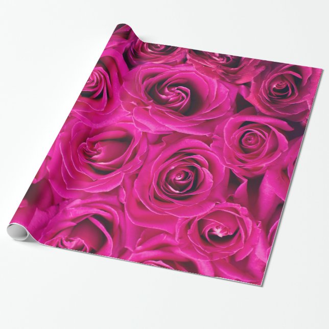 Vintage Rosa Ros Blommig Presentinpackning Presentpapper (Utrullad)