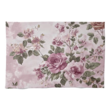 Vintage Rosa Ros Blommotiv Vattenfärg