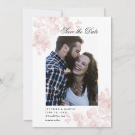 Vintage rosa ros blomsterfoto spara datumet